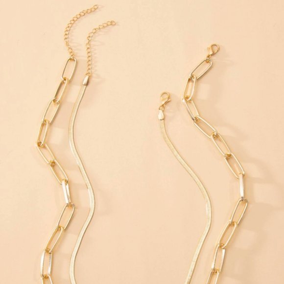 5 for $25 Gold Color Two Layer Chain Necklace - Picture 2 of 4